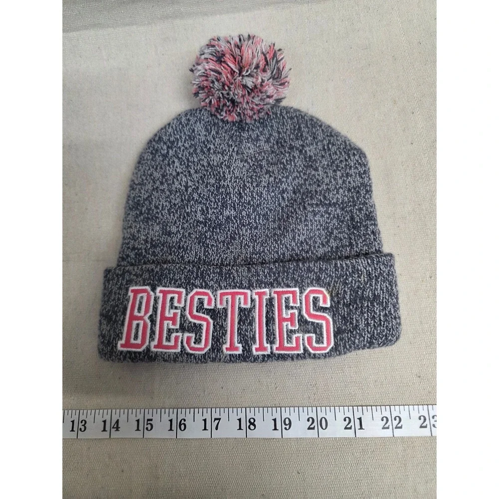 Besties Marled Grey Melange Knit Pom Pom Beanie Hat UB163118 One‎ Size